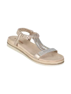 Inblu Sandali donna con brillantini e cinturino elastico a treccia - platino