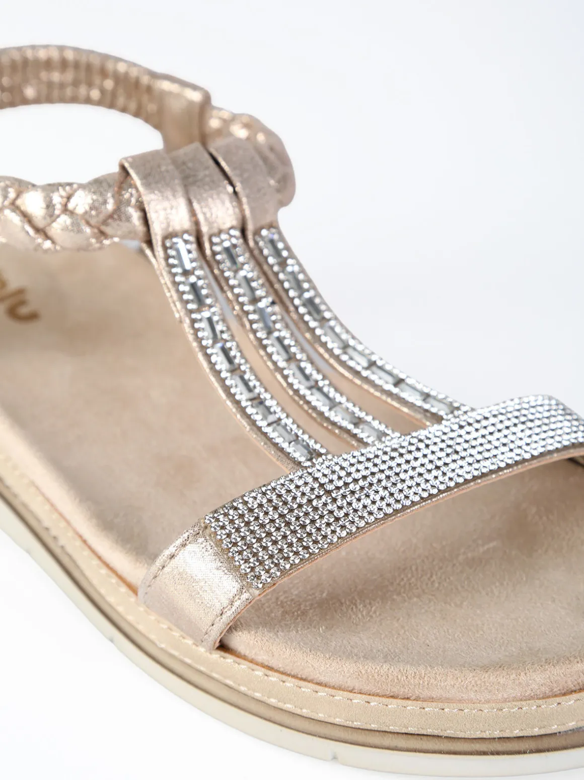 Inblu Sandali donna con brillantini e cinturino elastico a treccia - platino