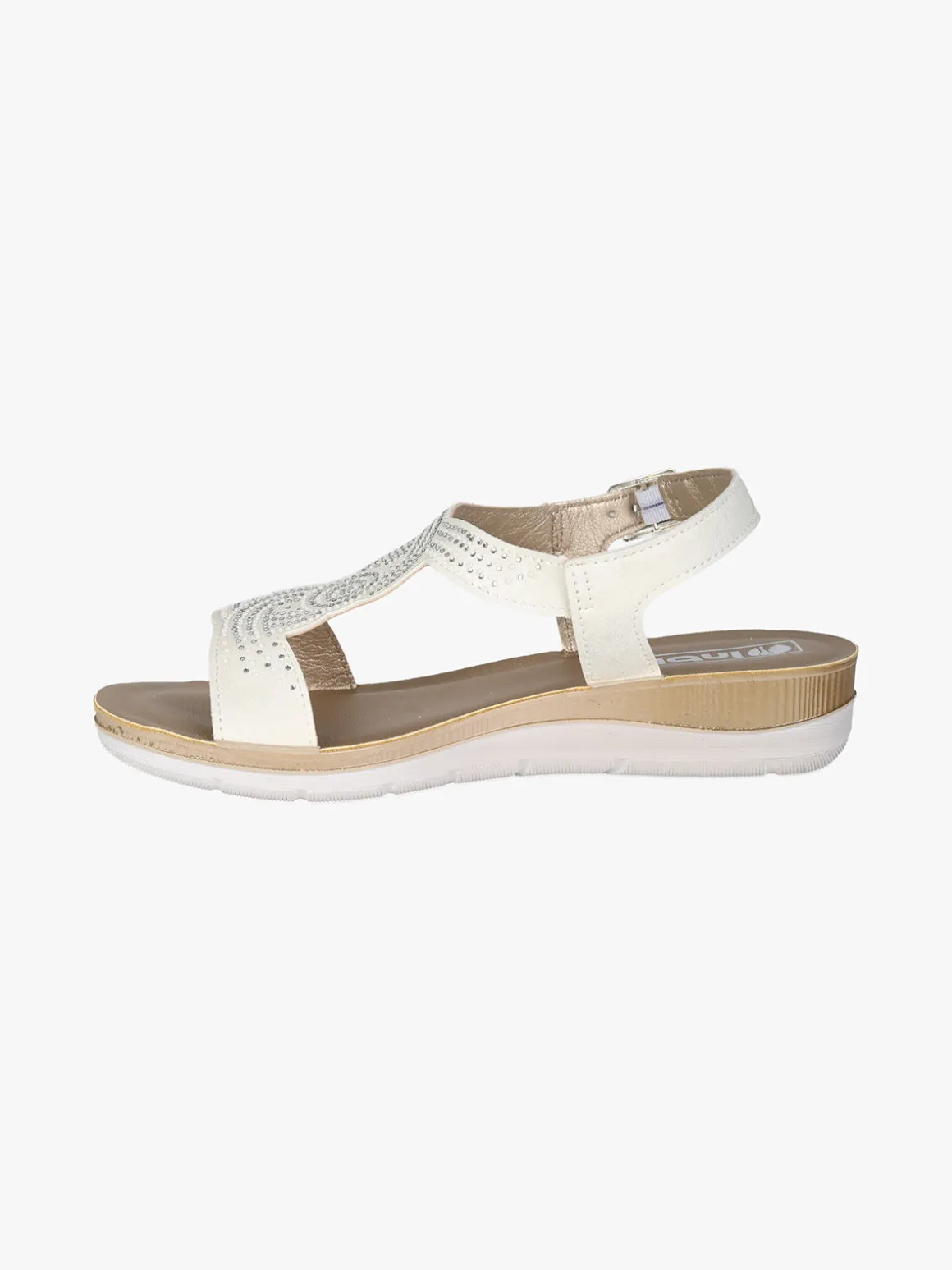 Inblu Sandali donna con brillantini e cinturino con fibbia - bianco