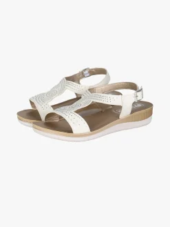 Inblu Sandali donna con brillantini e cinturino con fibbia - bianco