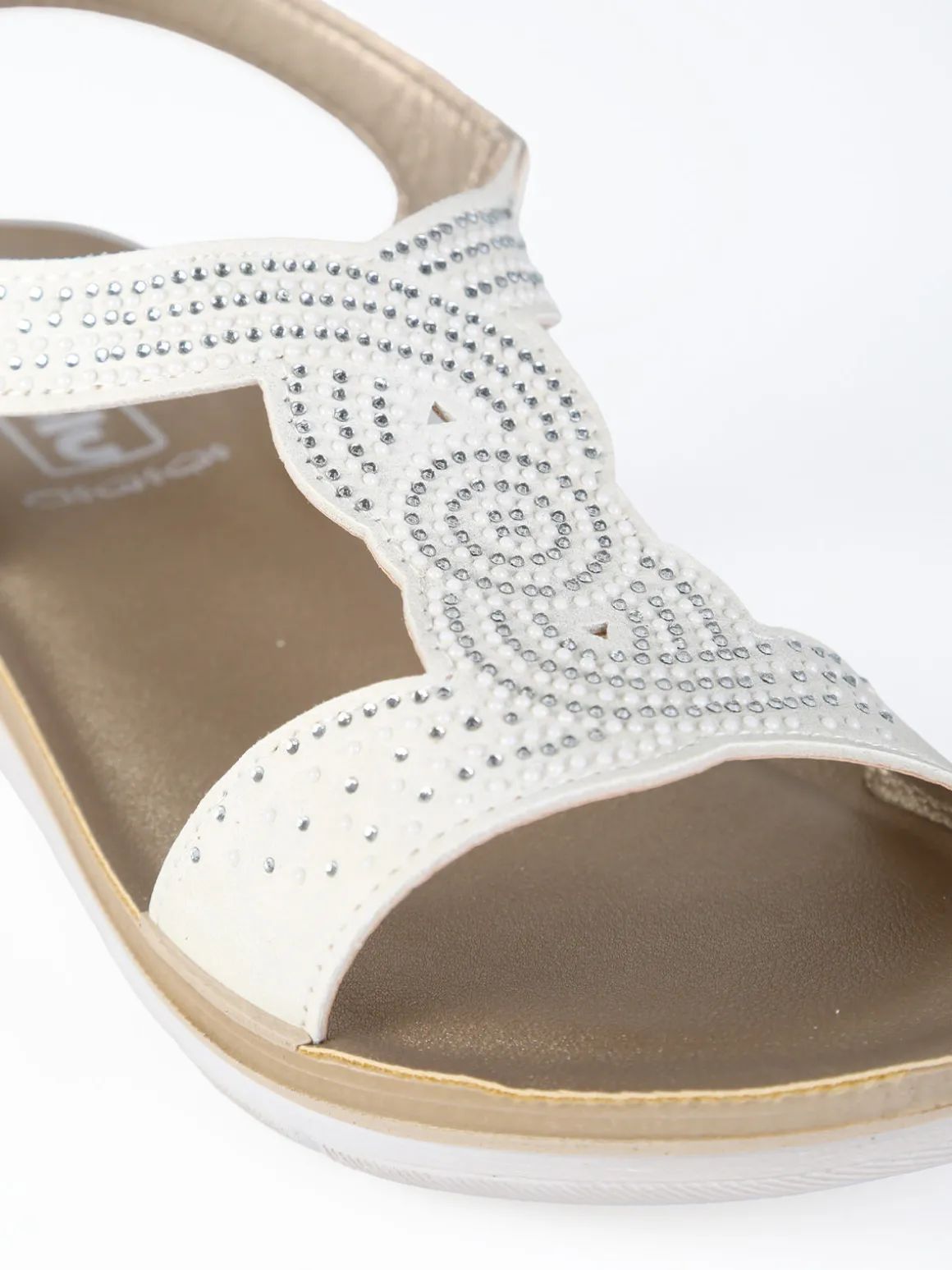 Inblu Sandali donna con brillantini e cinturino con fibbia - bianco
