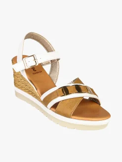 Inblu Sandali donna con zeppa e doppia fascia incrociata - bianco
