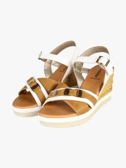 Inblu Sandali donna con zeppa e doppia fascia incrociata - bianco