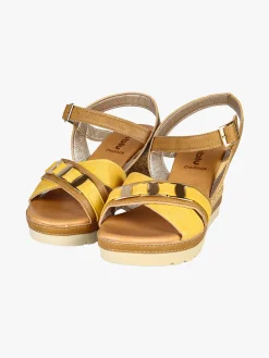 Inblu Sandali donna con zeppa e doppia fascia incrociata - cammello