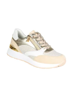 Inblu Sneakers brillantinata da donna con platform - sabbia