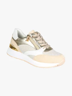 Inblu Sneakers brillantinata da donna con platform - sabbia