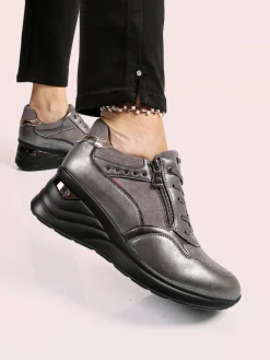 Inblu Sneakers donna con zeppa - grigio scuro