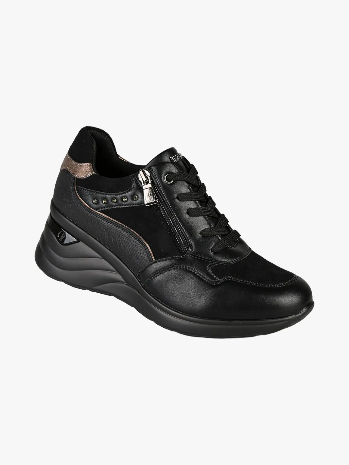 Inblu Sneakers donna con zeppa - nero