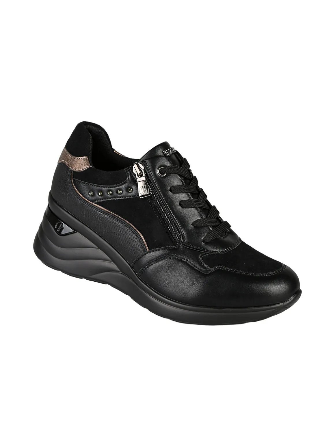 Inblu Sneakers donna con zeppa - nero