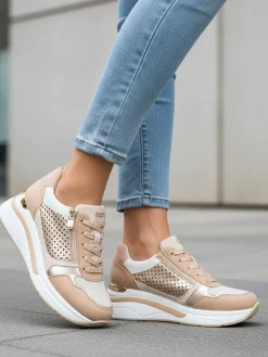 Inblu Sneakers donna multicolore con zeppa - sabbia