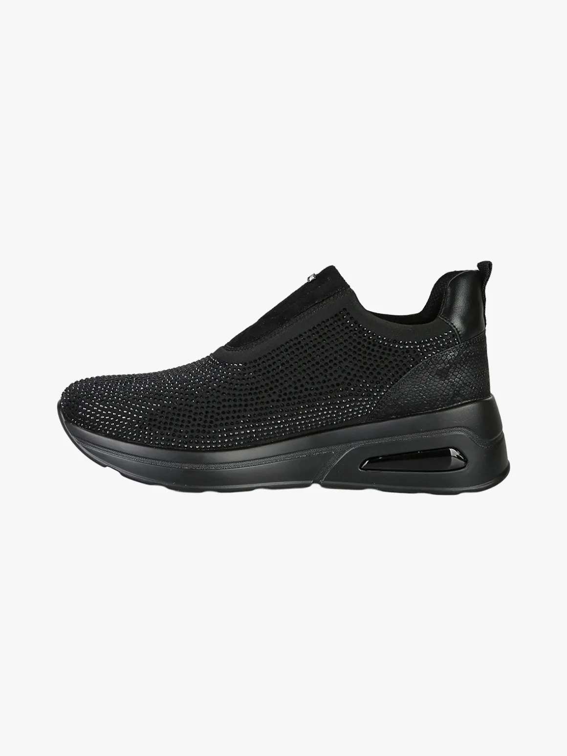 Inblu Sneakers donna slip on con zeppa e strass - nero