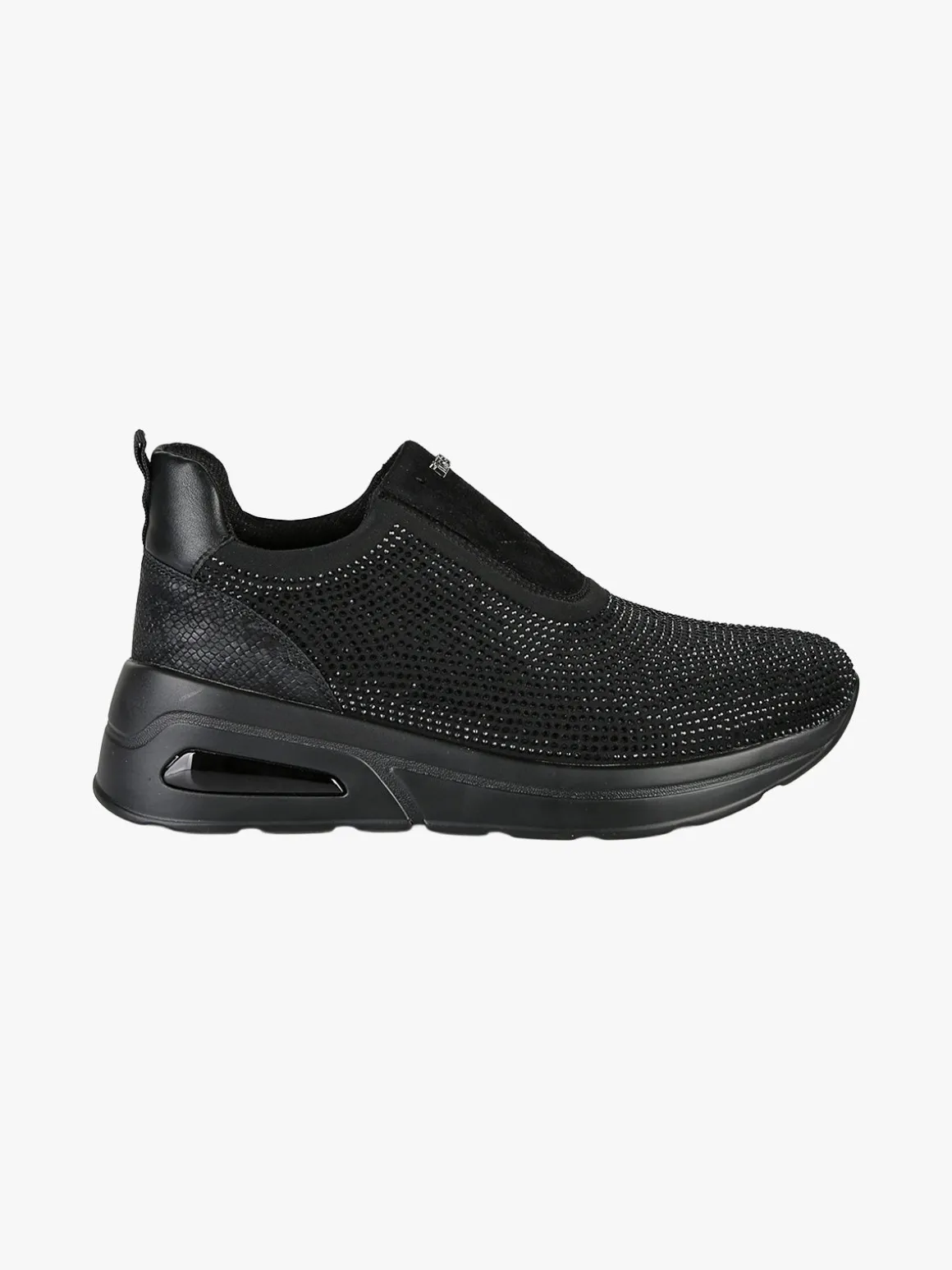 Inblu Sneakers donna slip on con zeppa e strass - nero