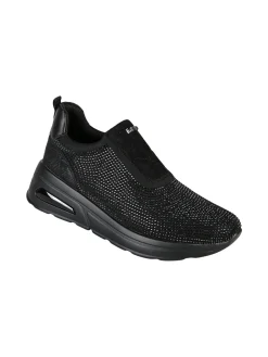 Inblu Sneakers donna slip on con zeppa e strass - nero