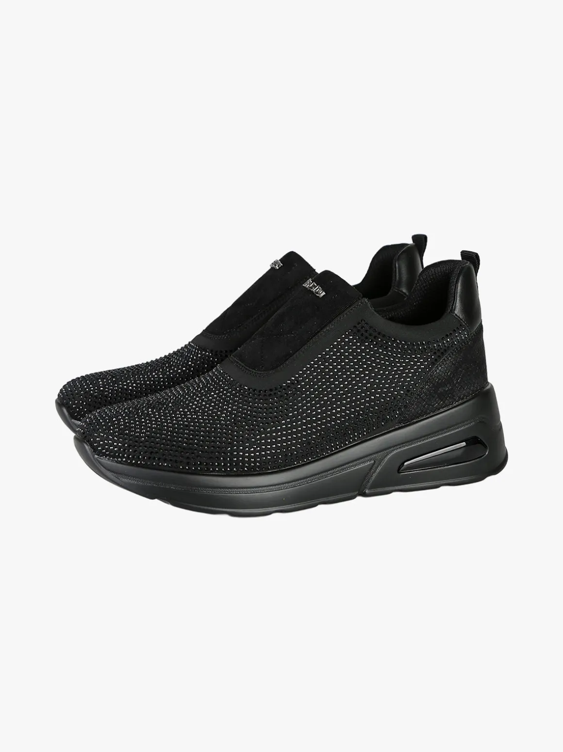 Inblu Sneakers donna slip on con zeppa e strass - nero
