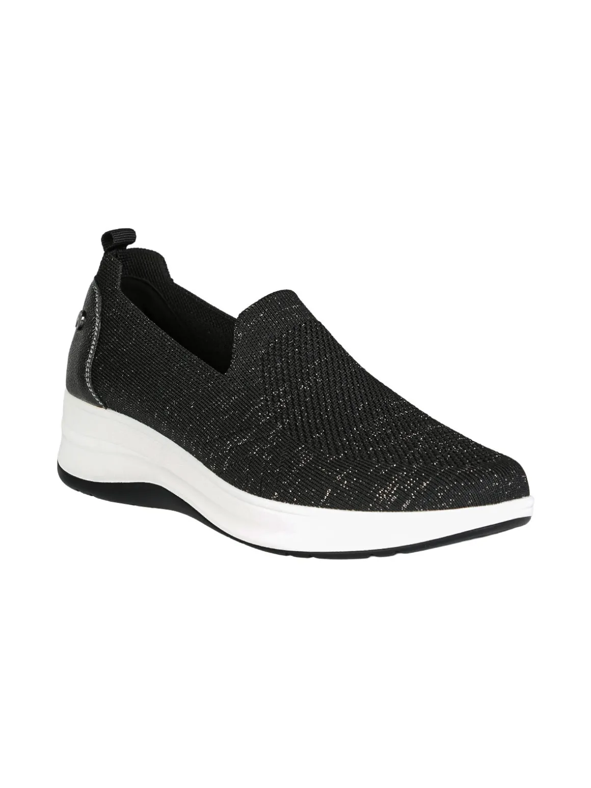 Inblu Sneakers donna slip on in maglia con zeppa - nero