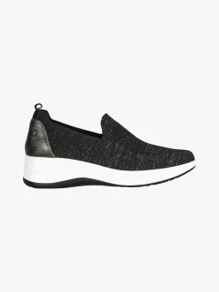 Inblu Sneakers donna slip on in maglia con zeppa - nero