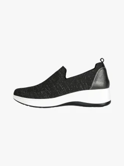 Inblu Sneakers donna slip on in maglia con zeppa - nero