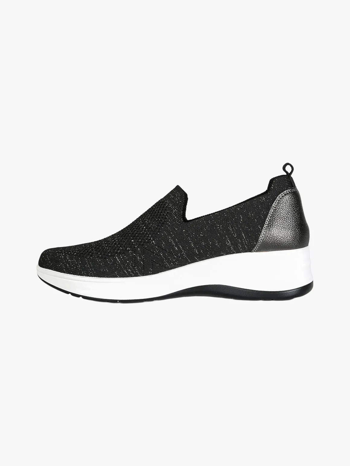 Inblu Sneakers donna slip on in maglia con zeppa - nero
