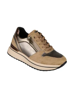 Inblu Sneakers donna stringate con platform e zip - marrone