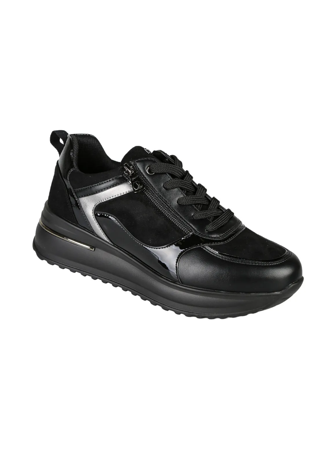 Inblu Sneakers donna stringate con platform - nero