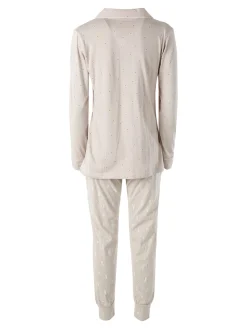 Infiore BUNNY Pigiama aperto da donna in cotone con bottoni - fango