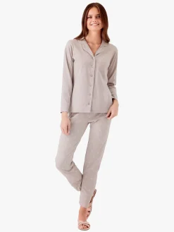Infiore BUNNY Pigiama aperto da donna in cotone con bottoni - fango