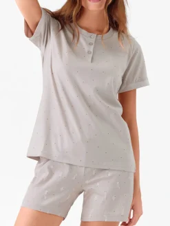 Infiore BUNNY Pigiama corto da donna in cotone - fango