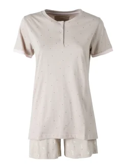 Infiore BUNNY Pigiama corto da donna in cotone - fango