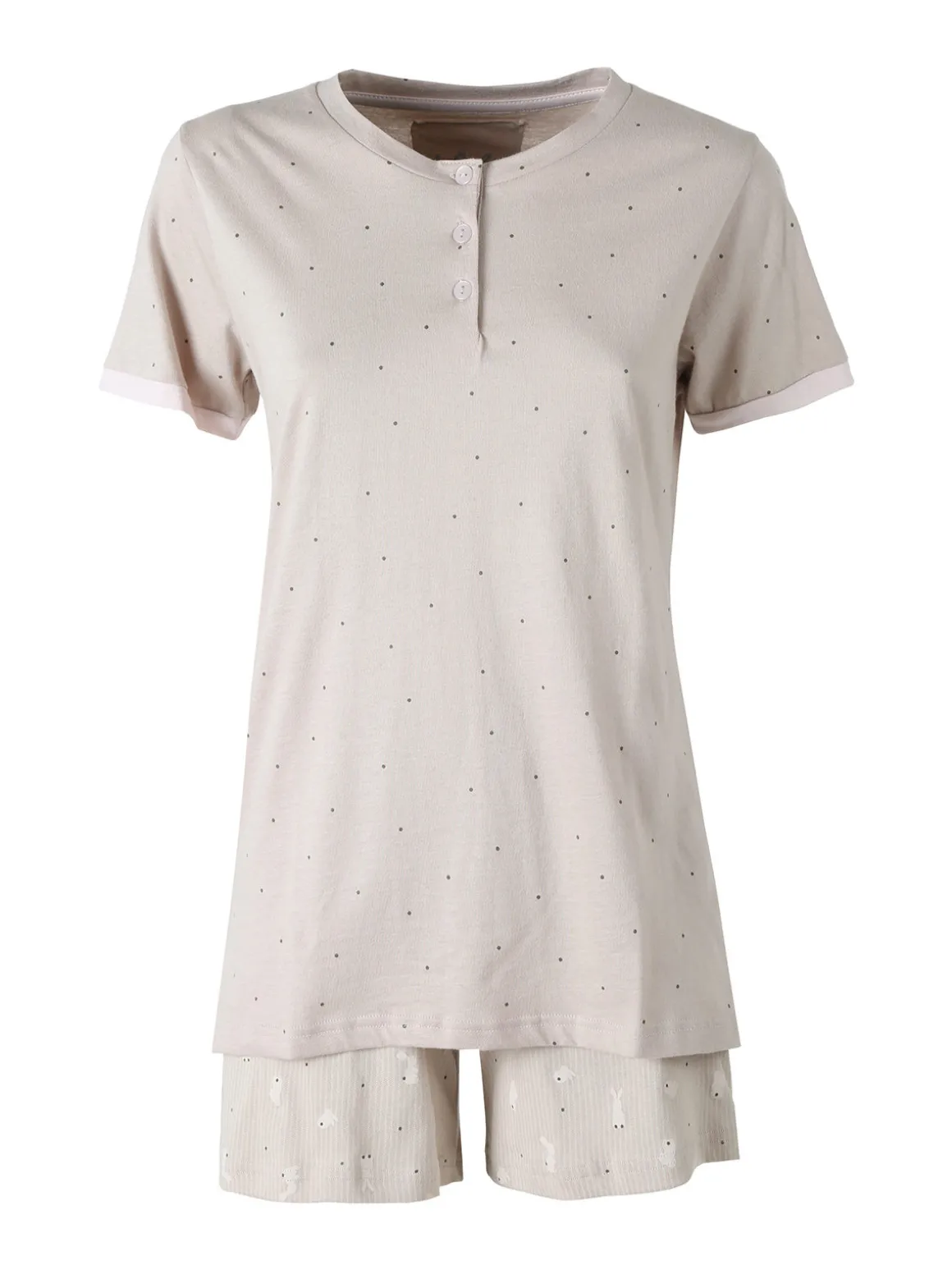 Infiore BUNNY Pigiama corto da donna in cotone - fango