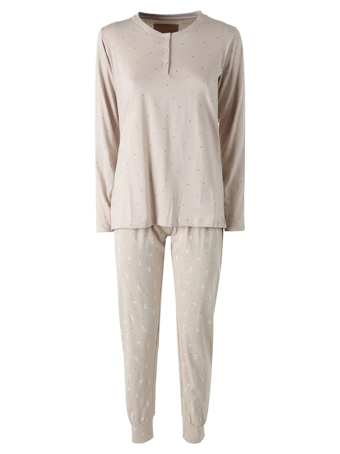 Infiore BUNNY Pigiama lungo da donna in cotone - fango