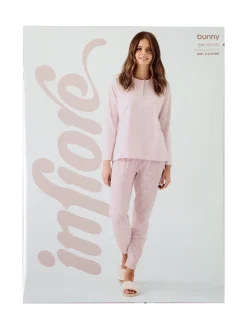 Infiore BUNNY Pigiama lungo da donna in cotone - rosa