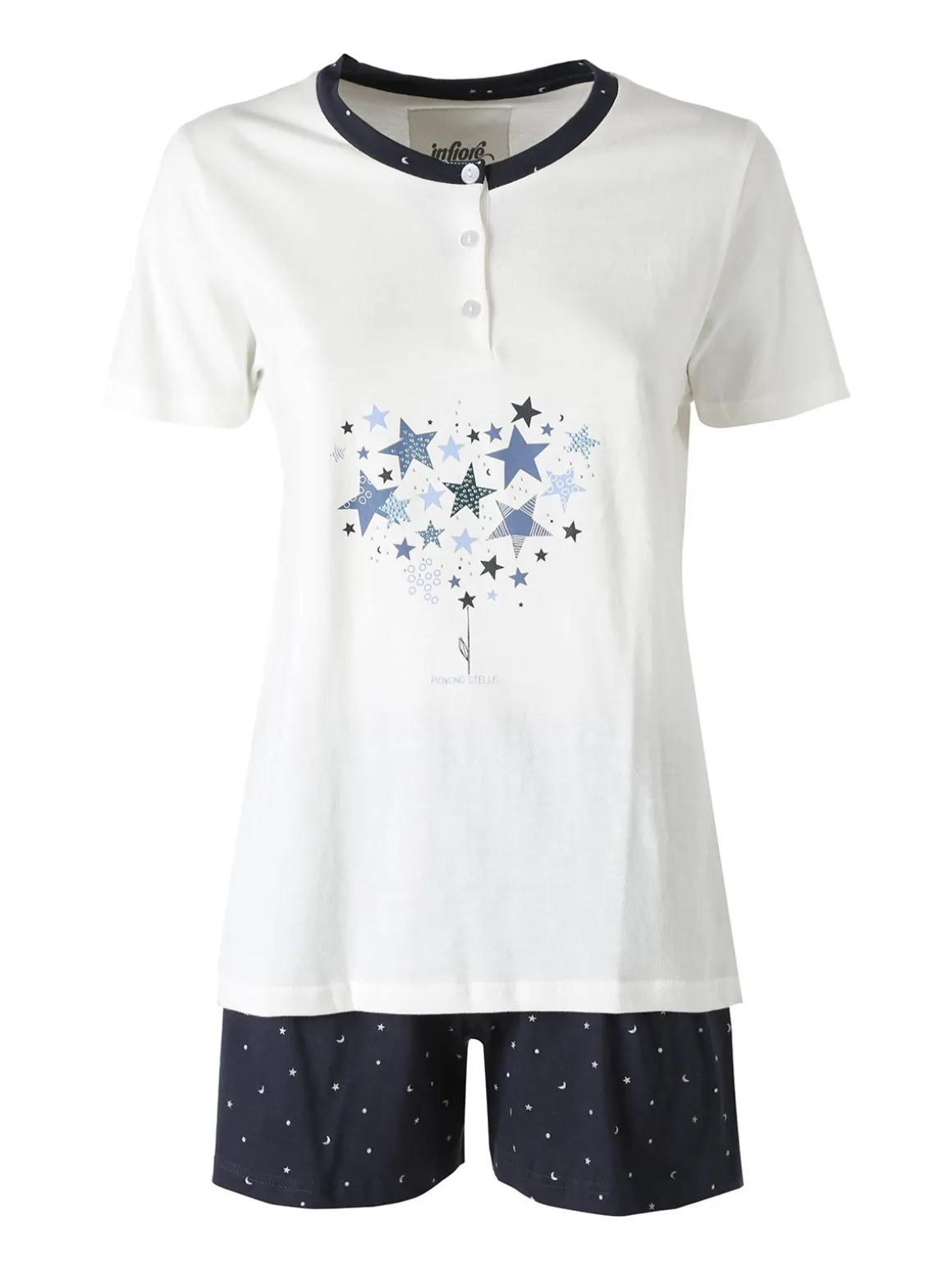 Infiore GALAXY Pigiama corto da donna in cotone - panna