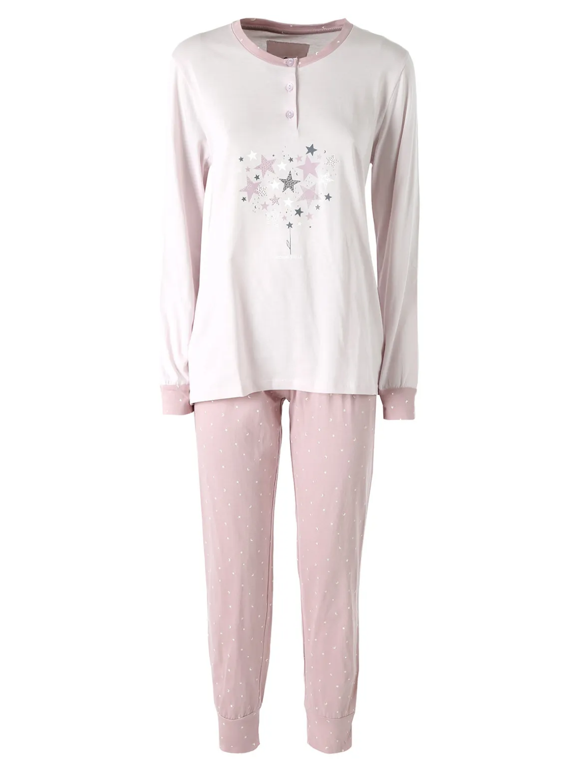 Infiore GALAXY Pigiama lungo da donna in cotone con stampe - panna