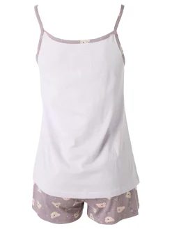 Infiore HONEY Pigiama corto da donna in cotone con spalline sottili - lilla