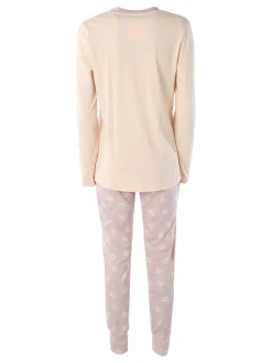 Infiore HONEY Pigiama lungo da donna in cotone con stampe - rosa