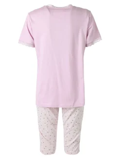 Infiore LOVELY Pigiama donna in cotone con t-shirt e pinocchietti - lilla