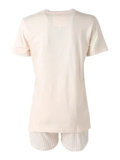 Infiore MOSAIC Pigiama corto da donna in cotone con shorts a righe - albicocca