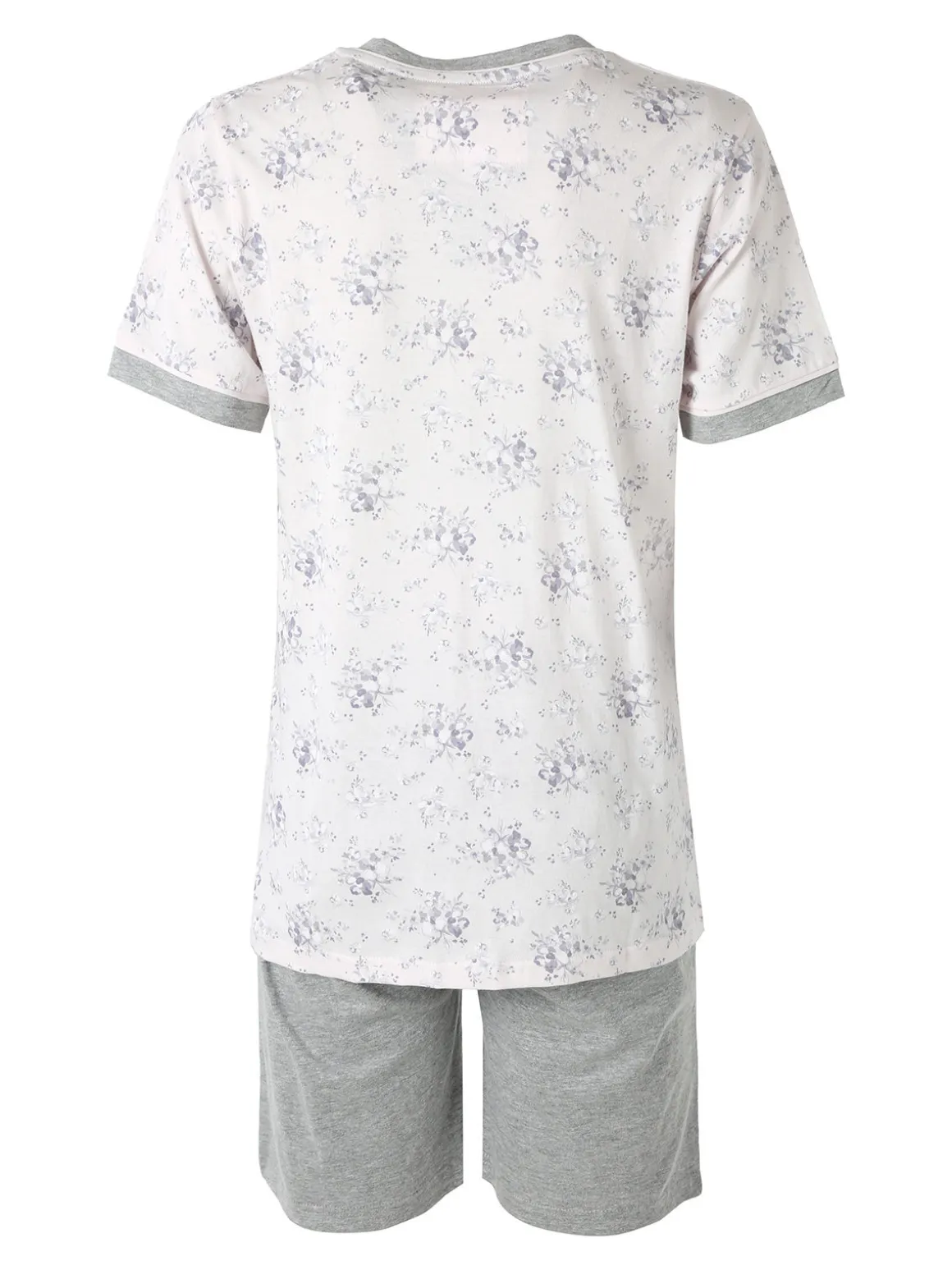 Infiore NUVOLA pigiama in cotone da donna con t-shirt floreale e shorts - grigio