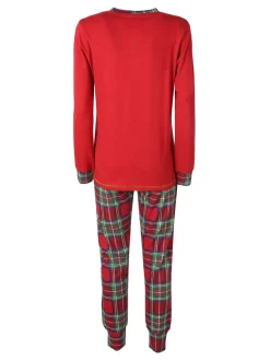 Infiore Pigiama di Natale da donna in cotone interlock - rosso