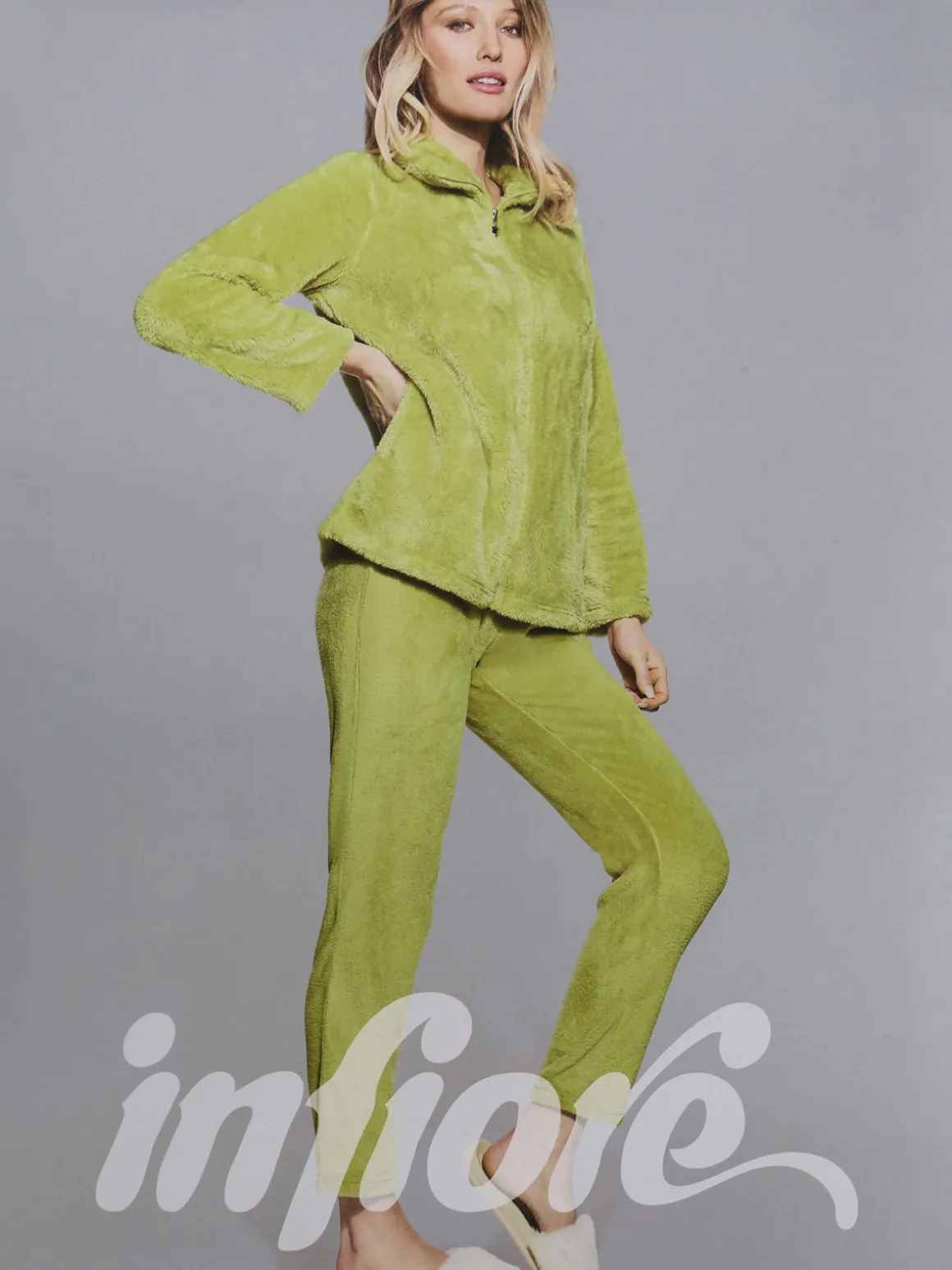 Infiore Pigiama donna full zip in morbido ecopelo supersoft
