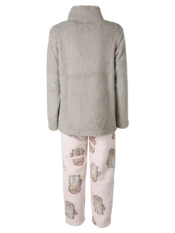 Infiore Pigiama donna in pile soft con stampa pinguini - fango