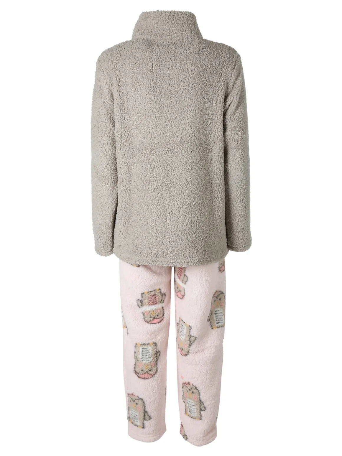 Infiore Pigiama donna in pile soft con stampa pinguini - fango