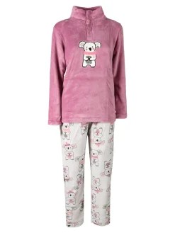 Infiore Pigiama donna koala in pile coral - rosa