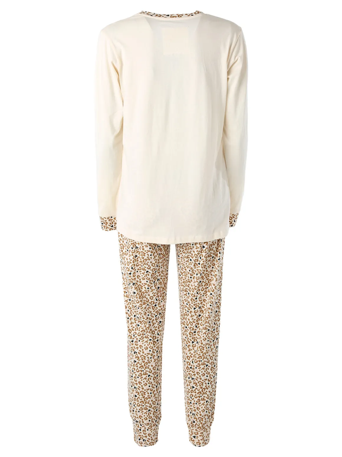 Infiore SAUVAGE Pigiama lungo da donna in cotone con stampa animalier - naturale