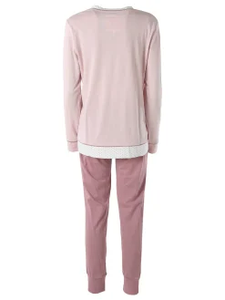 Infiore TABLEAU Pigiama da donna in cotone con taschino e dettagli pois taglie grandi - rosa