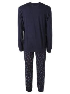 Infioreuomo OASI Pigiama lungo da uomo in cotone jersey - blu scuro