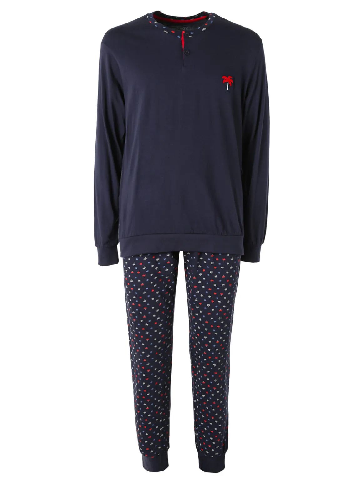 Infioreuomo OASI Pigiama lungo da uomo in cotone jersey - blu scuro