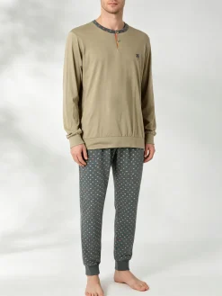 Infioreuomo OASI Pigiama lungo da uomo in cotone jersey - sabbia