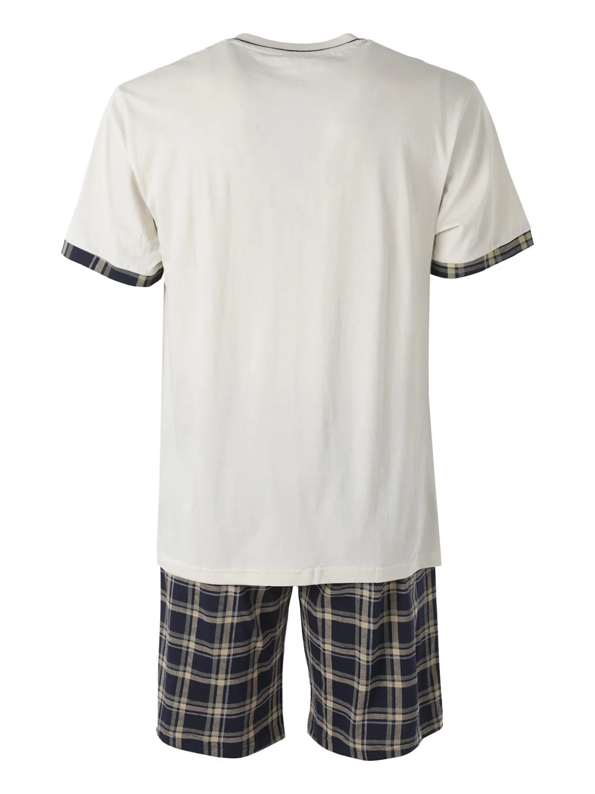 Infioreuomo Pigiama corto da uomo in cotone a quadri - beige