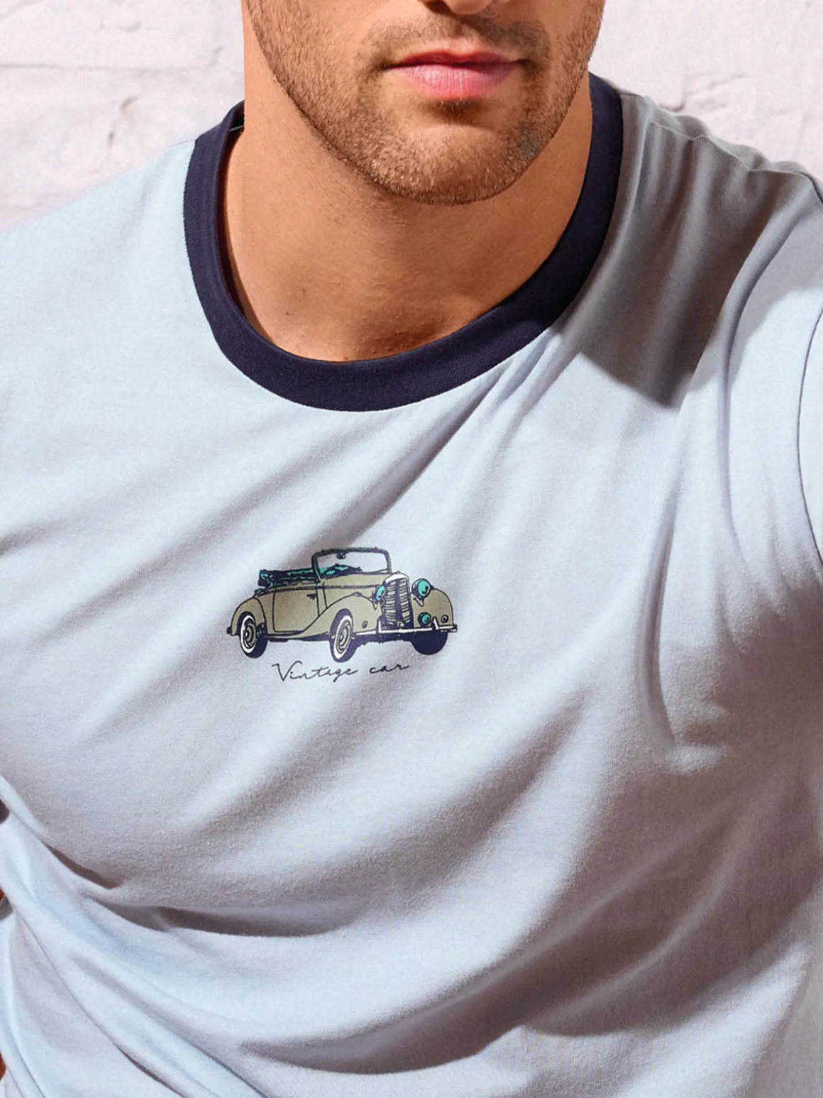 Infioreuomo Pigiama corto da uomo in cotone - azzurro